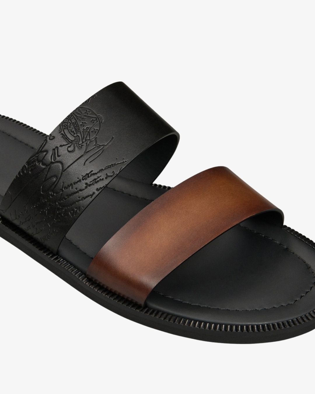 Berluti Debossed Venezia Leather Sandals - Brown.