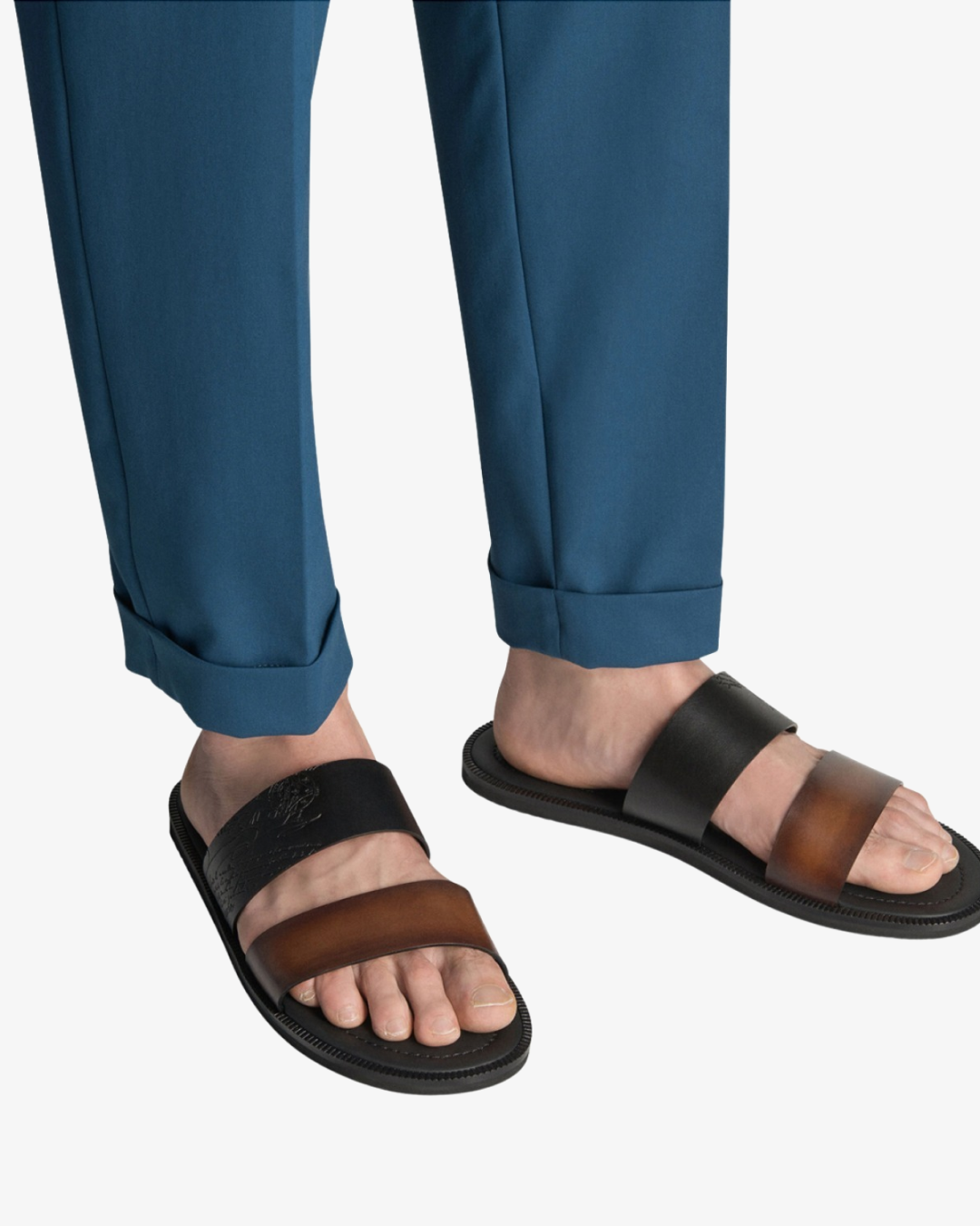 Berluti Debossed Venezia Leather Sandals - Brown.