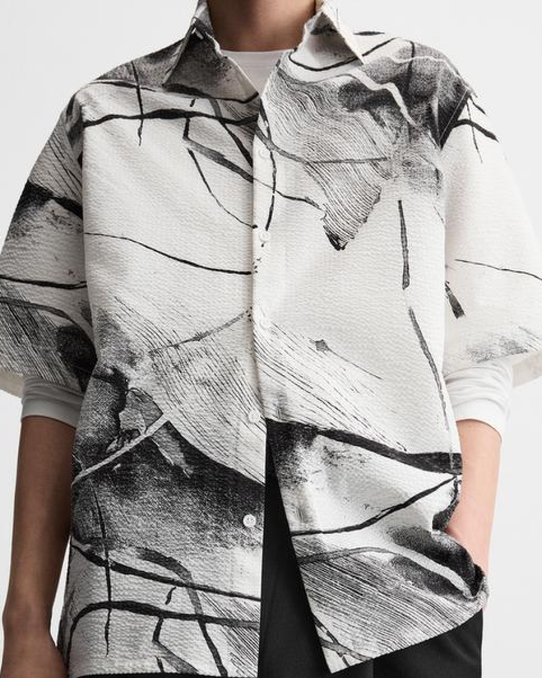 ZARA Men's White Short-Sleeve Shirts