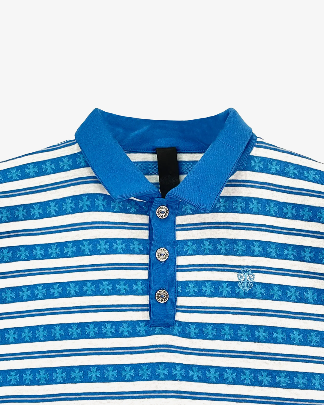 Chrome Hearts Blue Script Logo Long Sleeve Polo