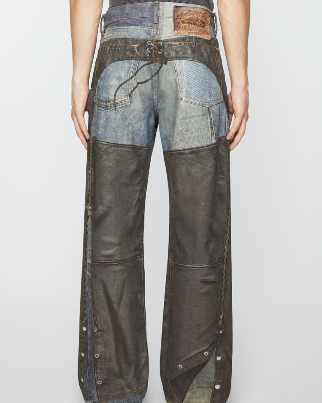 Acne Studios Leather Chaps Printed Jeans