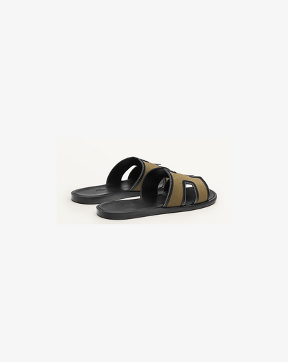 Original Hermes Izmir Kaki/Noir Sandal.