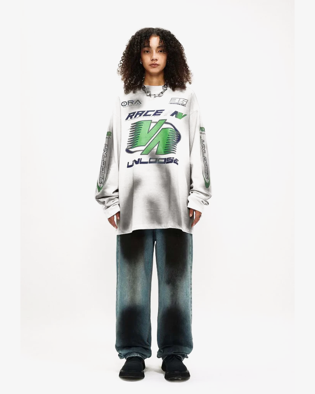 Unloose Dirt Track Racing Graphic Long Sleeve T-Shirt