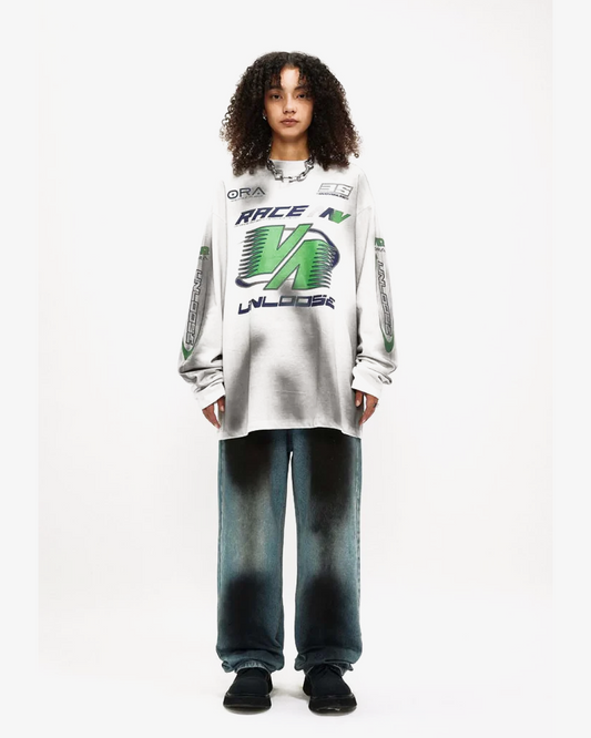 Unloose Dirt Track Racing Graphic Long Sleeve T-Shirt