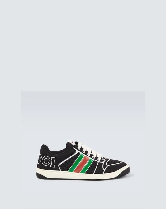 Gucci Men's Black Screener Trainer With Web