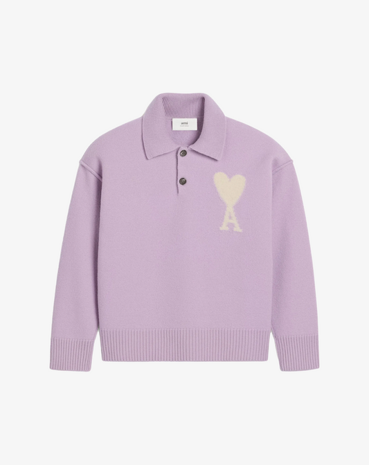 AMI Paris Knitted Cardigan in Lilac and Grey