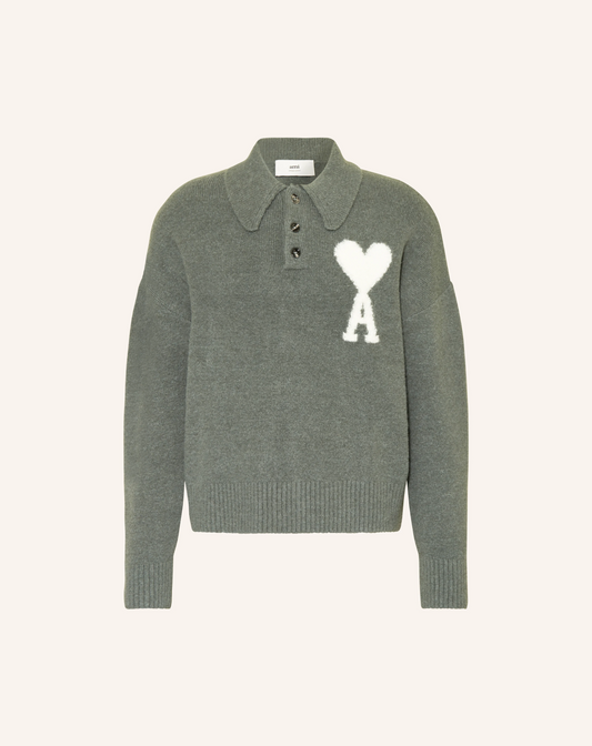 AMI Paris Knitted Cardigan in Lilac and Grey