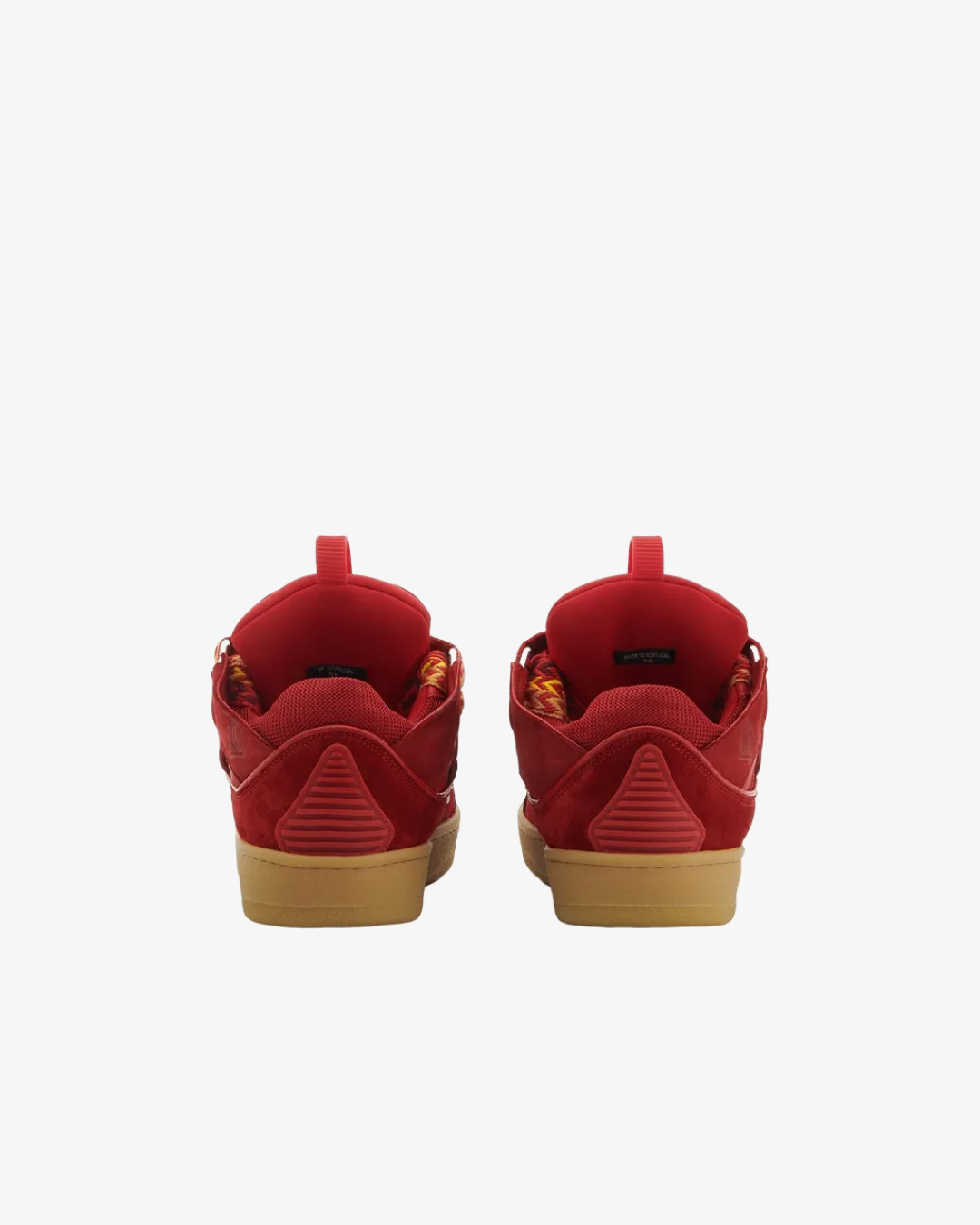 Lanvin Leather Curb Red Suede Tennis Low-Top Sneakers