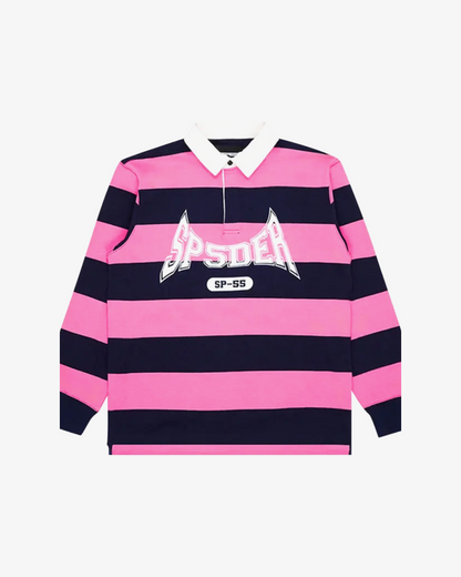 SP5DER T&F Patch Rugby Shirt 'Pink/Navy'