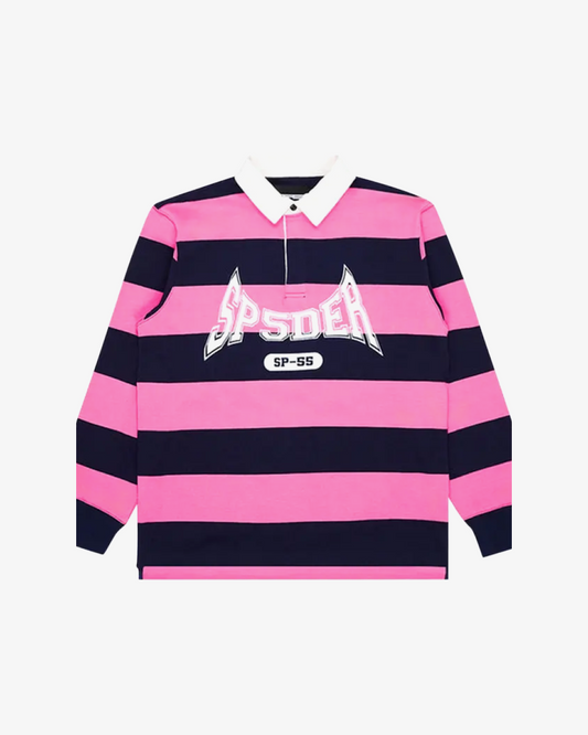 SP5DER T&F Patch Rugby Shirt 'Pink/Navy'