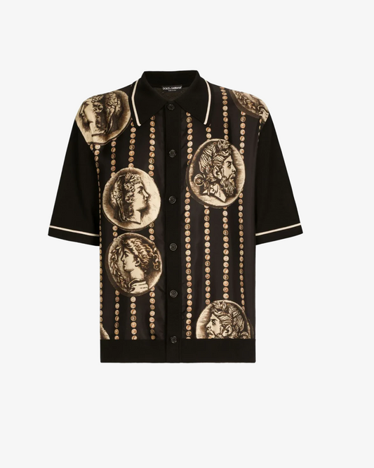 Dolce & Gabbana Coin Print Twill Silk Shirt