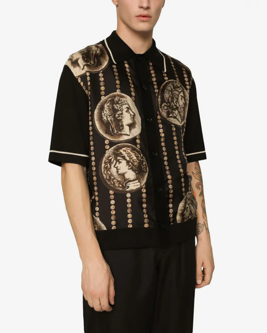 Dolce & Gabbana Coin Print Twill Silk Shirt
