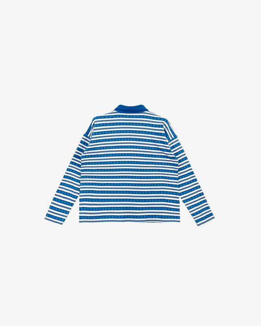 Chrome Hearts Blue Script Logo Long Sleeve Polo