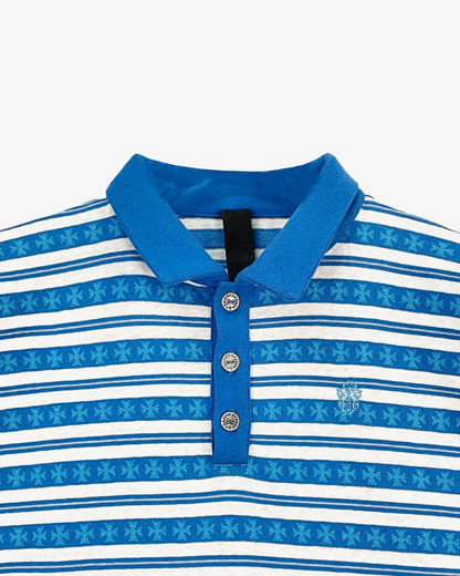 Chrome Hearts Blue Script Logo Long Sleeve Polo