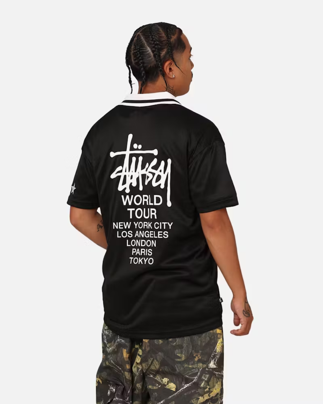 Stussy 'World Tour' Football Polo Shirt - Black | Classic